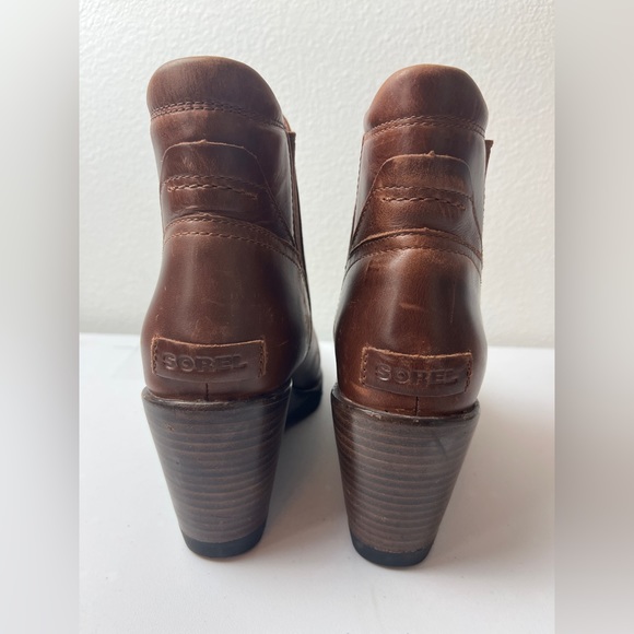Sorel After Hours Chelsea Boots Size 7.5 Leather Wedge Brown - Picture 4 of 7